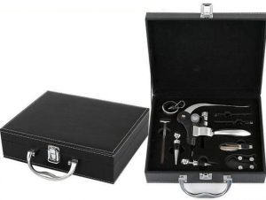 Coffret en Cuir Tire-bouchon Professionnel Argent